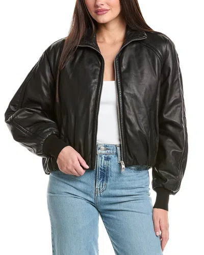 Allsaints Rowan Leather Bomber Jacket In Black