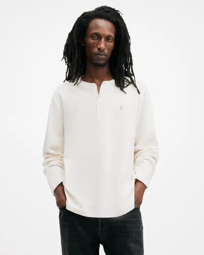 Allsaints Rowe Long Sleeve Waffle Henley T-shirt In Chalk White