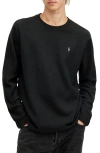 Allsaints Rowe Long Sleeve Waffle Ramskull T-shirt In Jet Black