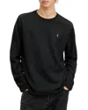 Allsaints Rowe Long Sleeve Waffle Ramskull T-shirt In Jet Black