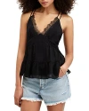 Allsaints Womens Black Rowen Lace-embroidered Relaxed-fit Woven Cami Top In Black