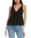 Allsaints Womens Black Rowen Lace-embroidered Relaxed-fit Woven Cami Top In Black