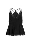 Allsaints Womens Black Rowen Lace-embroidered Relaxed-fit Woven Cami Top In Black