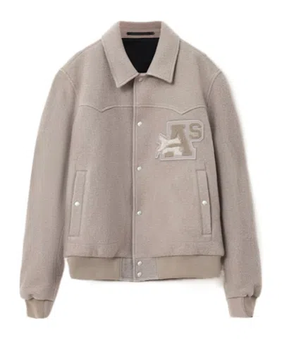 Allsaints Royce Logo Wool Jacket In Brown