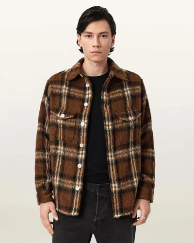 Allsaints Royodo Long Sleeve Check Shirt In Brown
