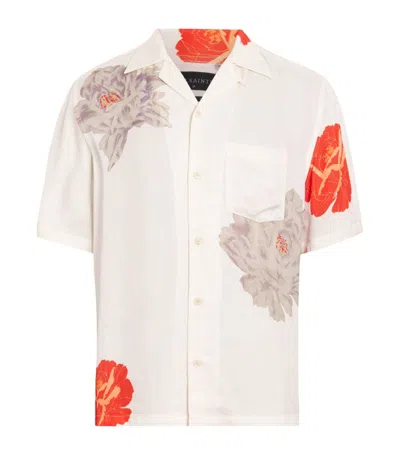 Allsaints Roze Floral Print Relaxed Fit Shirt In Ecru White