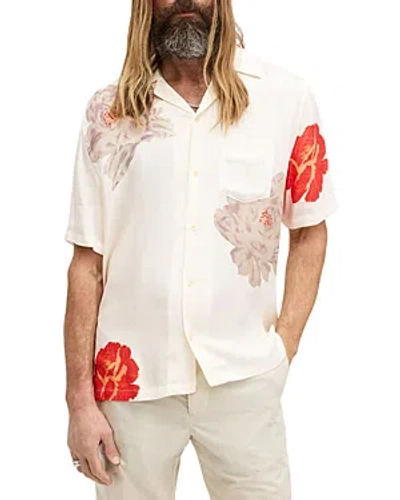 Allsaints Roze Relaxed Fit Camp Shirt In Ecru White