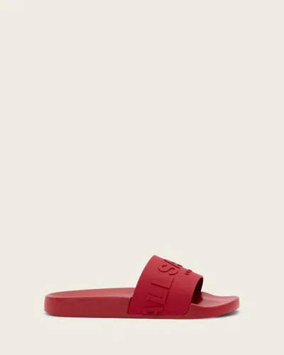 Allsaints Rubber Biggy Slip On Logo Sliders In Red