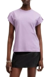 Allsaints Rue Slit Sleeve Cotton T-shirt In Purple