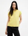 Allsaints Rue Split Shoulder Crew Neck T-shirt In Electric Yellow