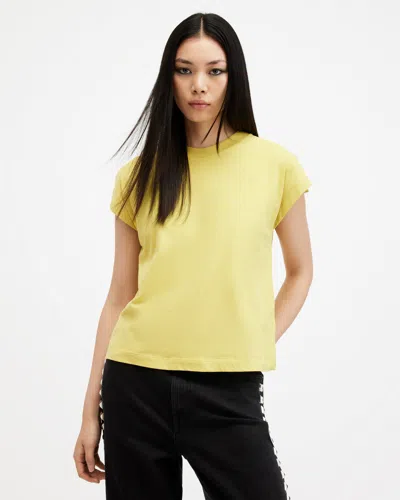 Allsaints Rue Split Shoulder Crew Neck T-shirt In Electric Yellow