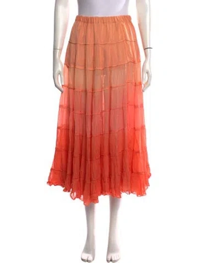 Pre-owned Allsaints Ruffle Embellishment Long Skirt In Orange