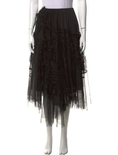 Pre-owned Allsaints Ruffle Embellishment Midi Length Skirt In Black