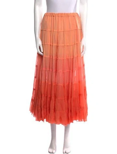 Pre-owned Allsaints Ruffle Embellishment Midi Length Skirt In Orange