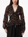 Allsaints Ruffled Animal-print Blouse In Black
