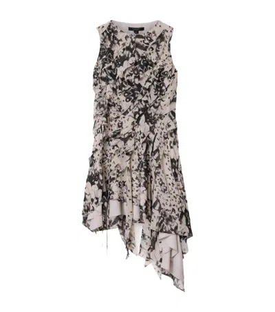 Allsaints Ruffled Asymmetric Angie Midi Dress In Multi