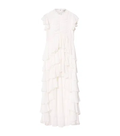 Allsaints Ruffled High-low Shaela Maxi Dress In White