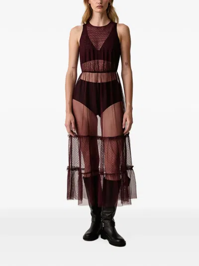 Allsaints Ruffled Midi Dress In Red