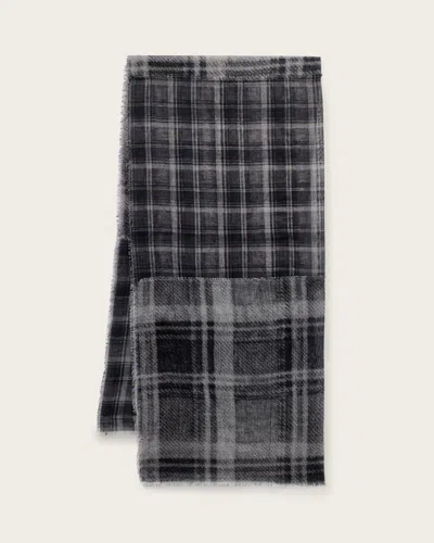 Allsaints Rumi Checked Scarf In Grey Denim