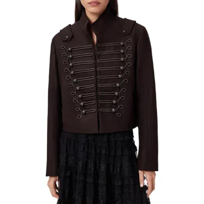 Allsaints Rummy Double Breasted Wool Blend Jacket In Burgundy