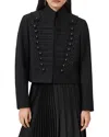 Allsaints Womens Black Rummy Button-up Wool And Cashmere-blend Jacket In Black