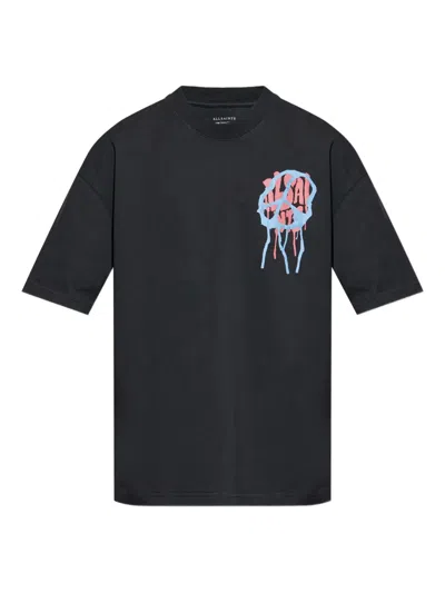 Allsaints Runner Oversize Cotton Crewneck T-shirt In Black