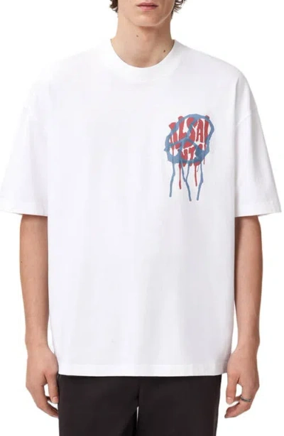 Allsaints Runner Oversize Cotton Crewneck T-shirt In White