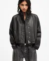 Allsaints Ryder Funnel Neck Leather Jacket In Black
