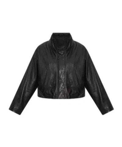 Allsaints Ryder Funnel Neck Leather Jacket In Black