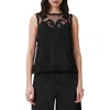 Allsaints Womens Black Rye Regular-fit Embroidered Sleeveless Woven Top In Black
