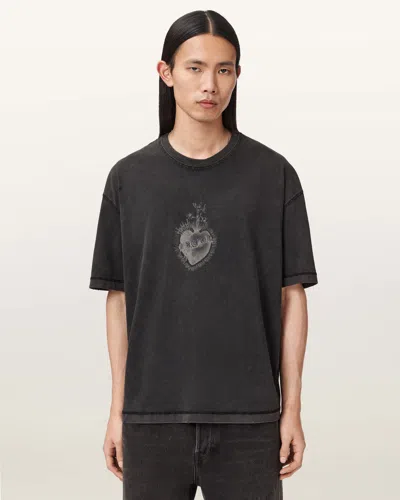 Allsaints Sabbath Crew Neck Graphic T-shirt In Black