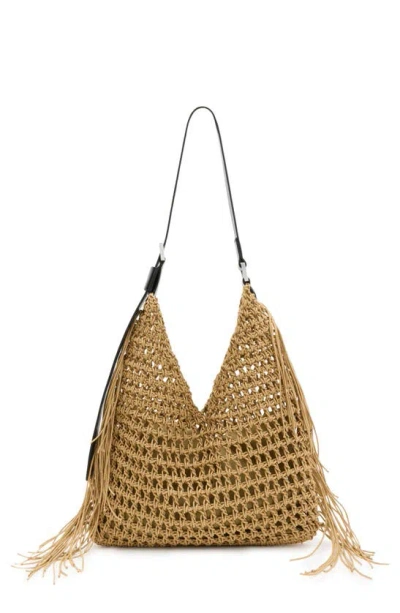 Allsaints Sabine Crochet Shoulder Bag In Almond