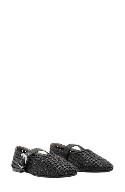 Allsaints Sabine Woven Leather Mary Jane Flat In Animal Print