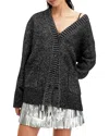 Allsaints Sabrina Metallic Relaxed Fit Cardigan In Black