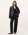Allsaints Sadie High Rise Ankle Barrel Jeans In Washed Black In Black