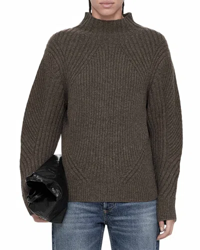 Allsaints Sadie Wool Blend Funnel Neck Sweater In Brown