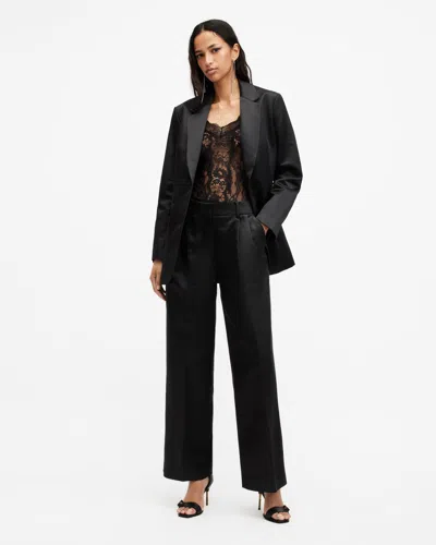 Allsaints Sae Wide Leg Relaxed Fit Trousers In Black
