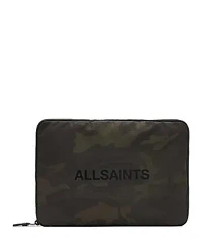 Allsaints Saff Laptop Case In Camo Green/light Gold