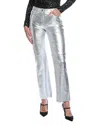 Allsaints Saige Foil Leather Trouser In Silver