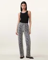 Allsaints Saige Snake Skin Effect Leather Trousers In Natural White