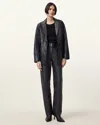 Allsaints Saige Straight Leg Leather Trousers In Black