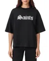 Allsaints Womens Black Amelie Branded-print Cotton-jersey T-shirt In Black
