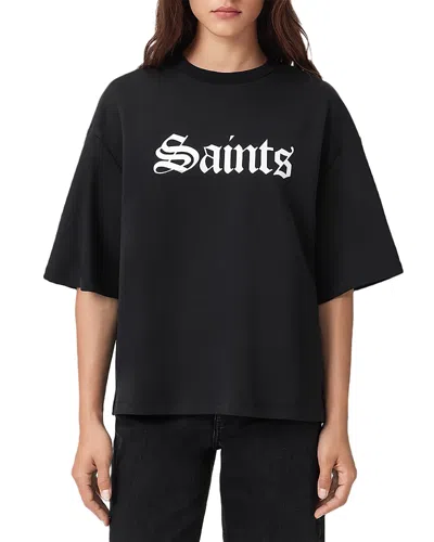 Allsaints Saint Amelie Oversized T-shirt In Black