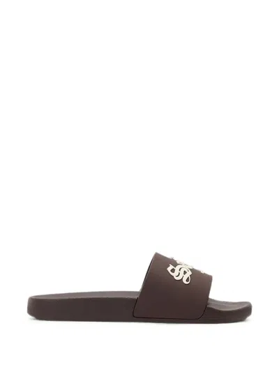 Allsaints Saint Pantoletten Mit Logo-patch In Brown