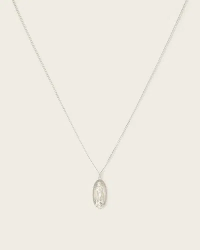 Allsaints Saint Pendant Necklace In Silver