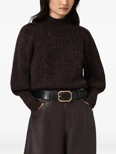 Allsaints Sajel Puff-sleeve Sweater In Brown