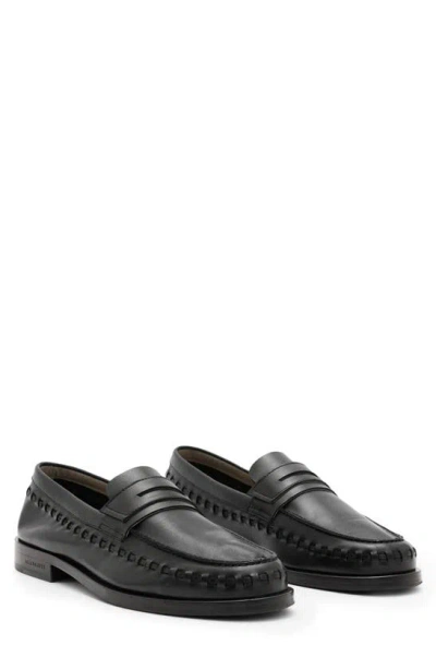 Allsaints Sammy Two-tone Penny Loafer In Black