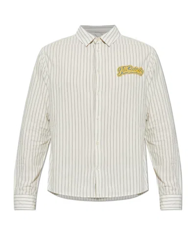 Allsaints Samuel Long Sleeve Logo Shirt In Blue