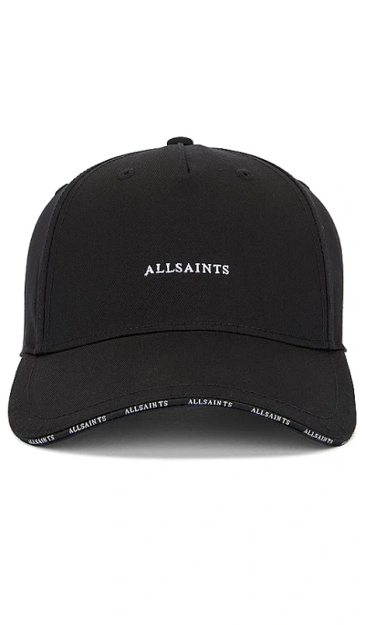 Allsaints Sandwich Brim Logo Baseball Cap In 黑色、白色