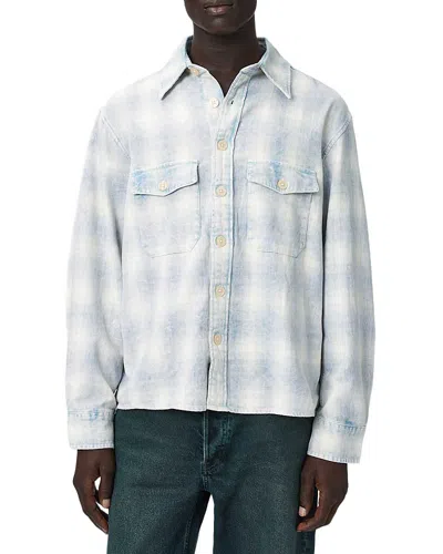 Allsaints Santos Long Sleeve Checked Shirt In Blue
